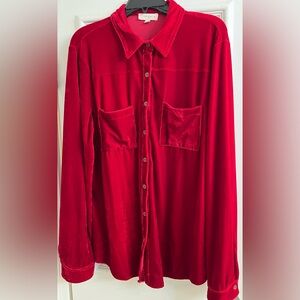 UMGEE - LONG SLEEVE VELVET BUTTON UP TOP